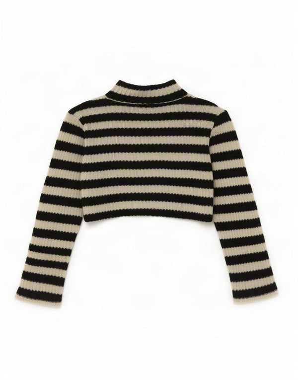 Top corto da donna Zara a maniche lunghe UK 10 piccolo nero a righe