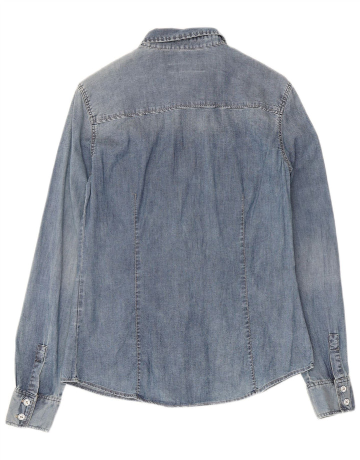 Camicia in denim da donna Zara UK 14 grande cotone blu