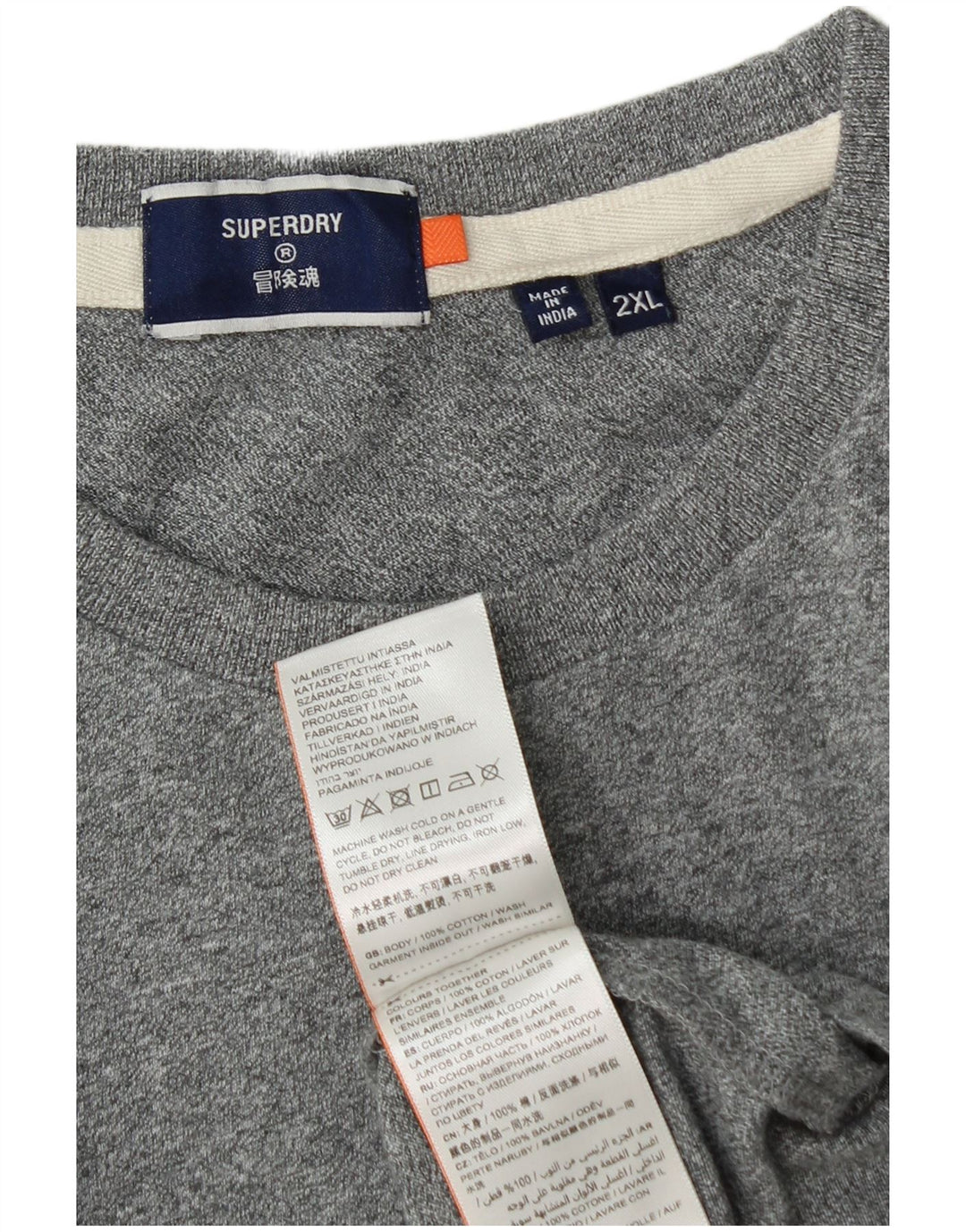 T-shirt da uomo Superdry Top 2XL cotone chiazzato grigio