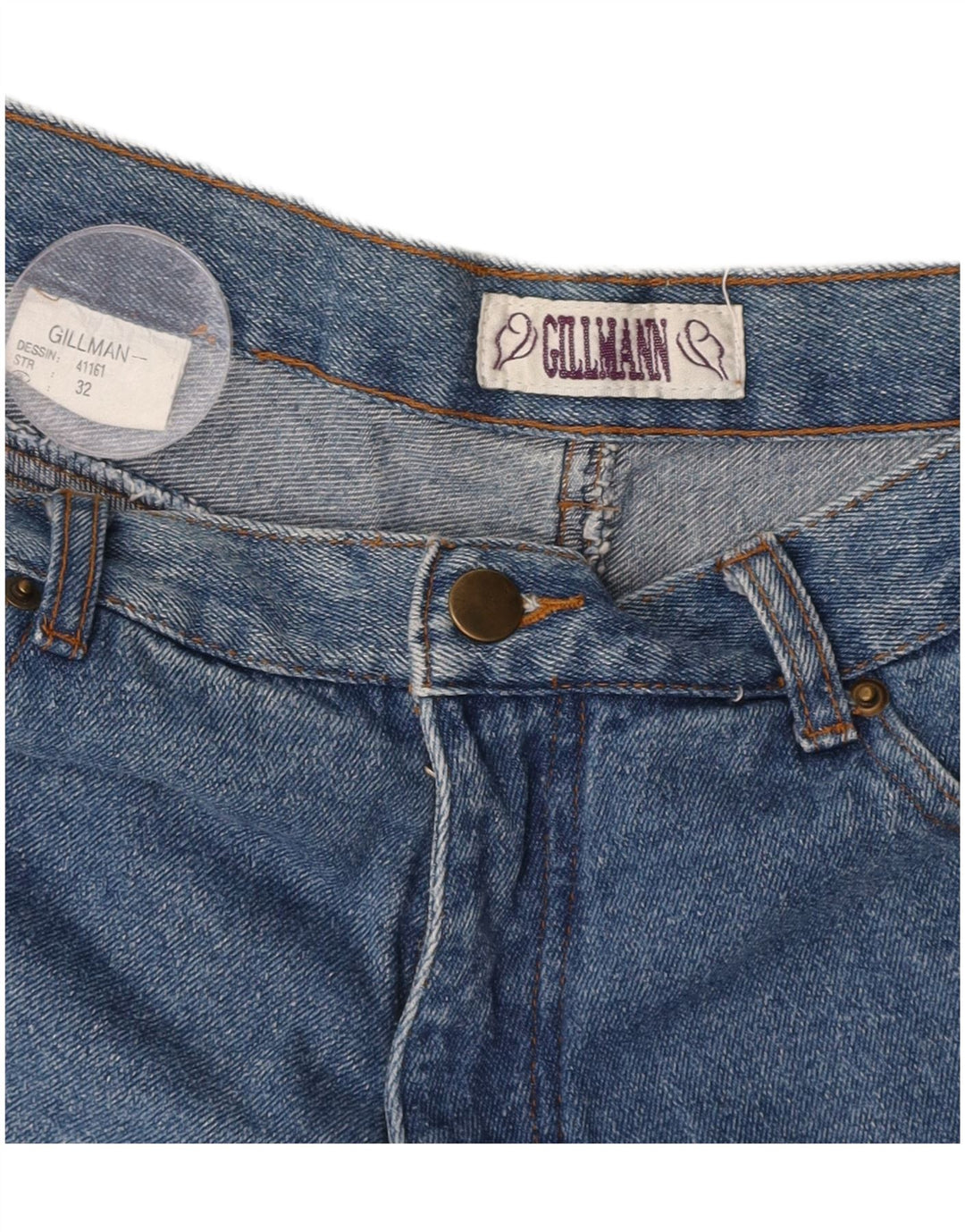 VINTAGE Womens High Waist Denim Shorts W32 Medium Blue Cotton