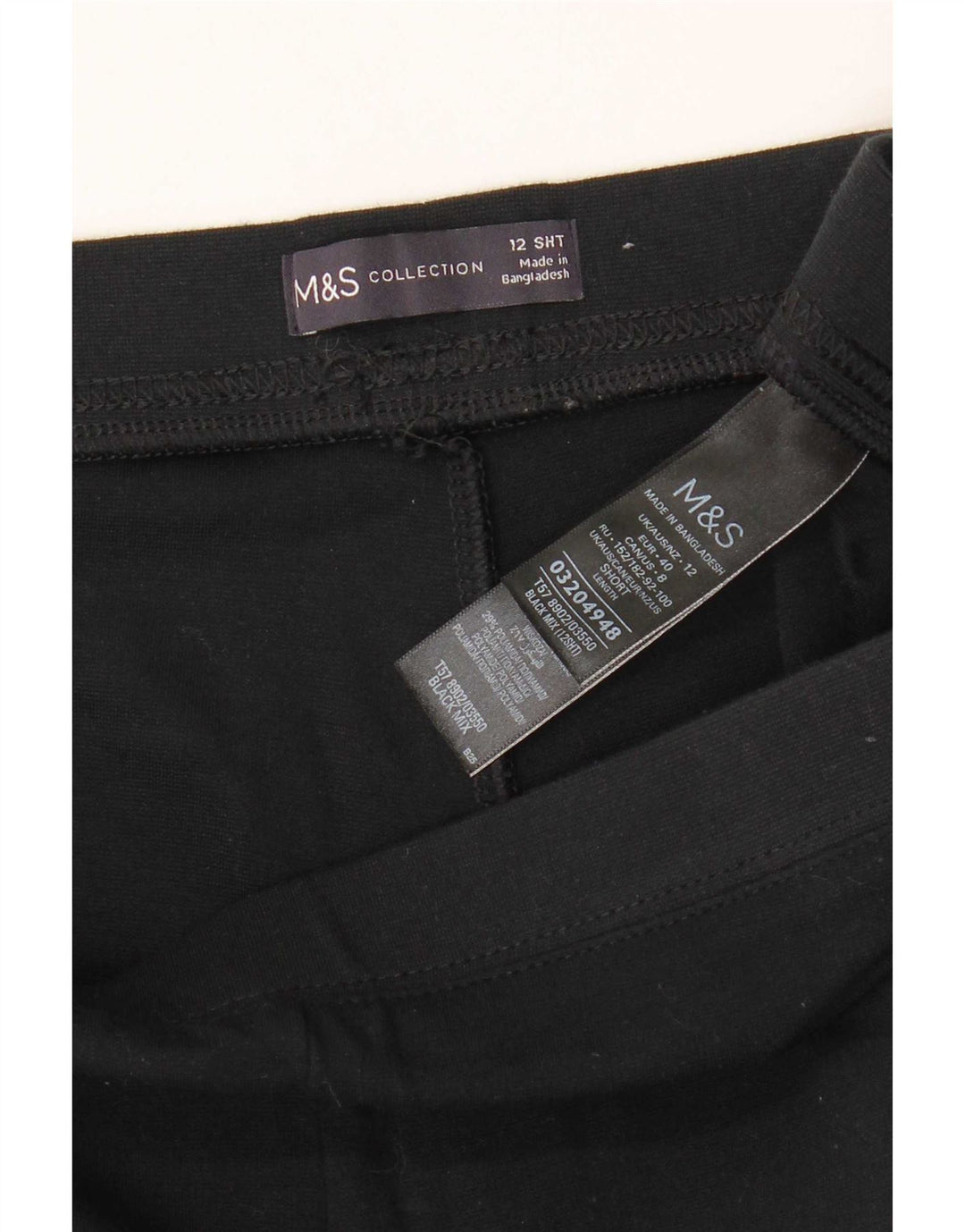 Leggings da donna Marks & Spencer UK 12 viscosa a righe nere medie