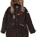 Cappotto imbottito con cappuccio da donna KHUJO UK 14 poliestere nero medio