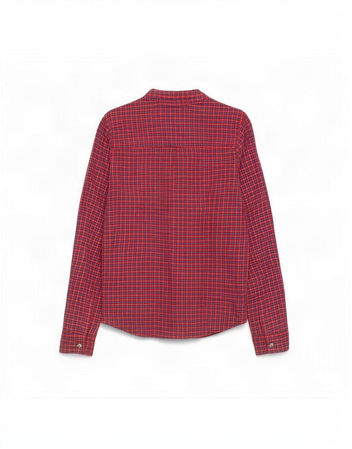 Camicia in flanella da donna Hollister UK 12 cotone medio a quadri rossi