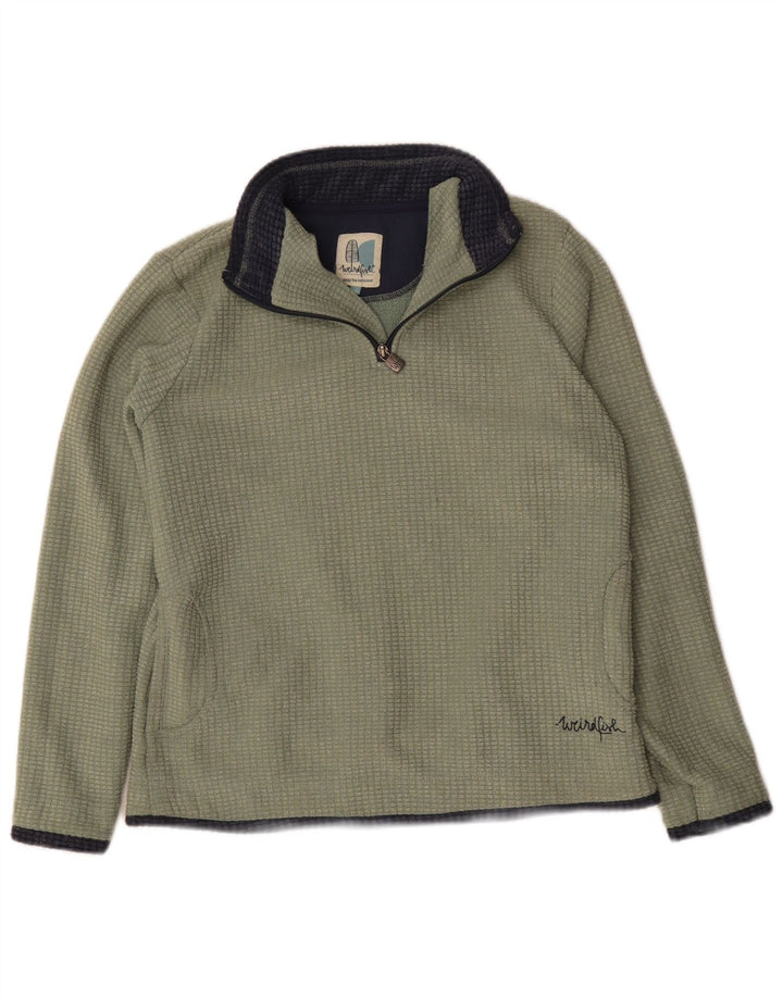 Maglione in pile da donna con collo con zip Weird Fish UK 14 grande poliestere verde