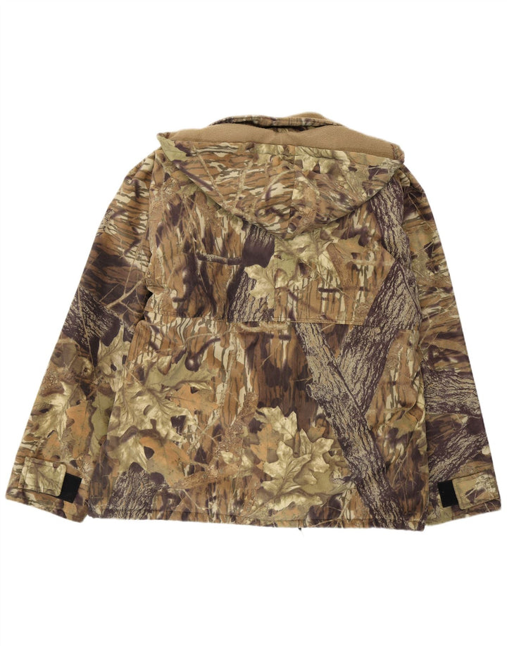 Giacca a vento vintage da uomo IT 50/52 Grande poliestere floreale kaki