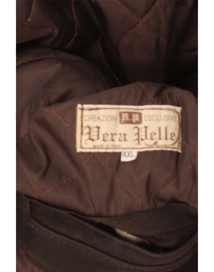 Giacca in pelle vintage da uomo UK 44 2XL Marrone