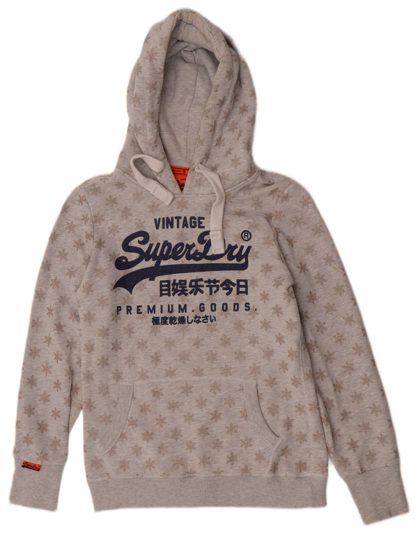 Felpa con cappuccio grafica da donna Superdry UK 12 grigio medio Fair Isle invernale
