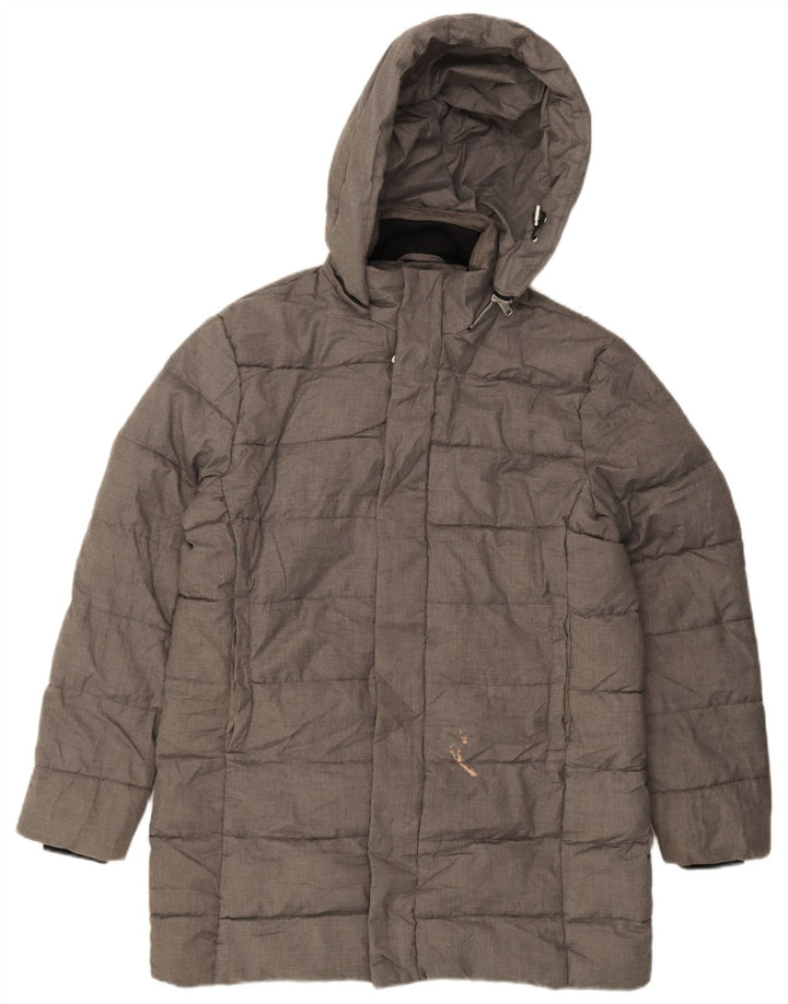 Cappotto imbottito con cappuccio da uomo Zara UK 40 grande poliestere grigio