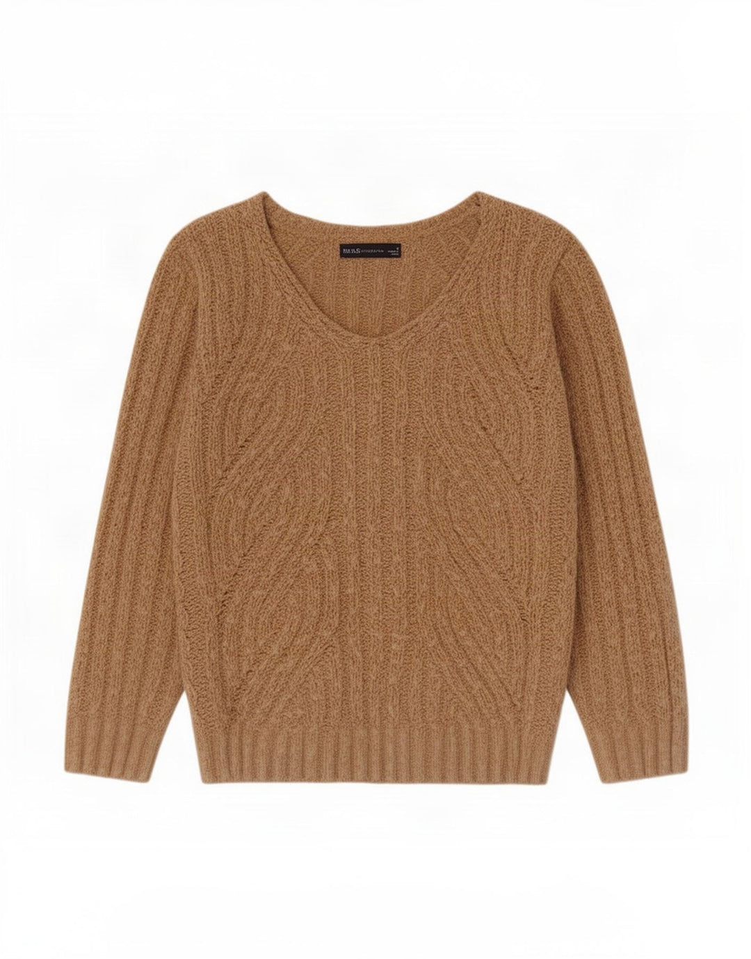 Maglione con scollo a V da donna Marks & Spencer UK 14 Poliestere beige medio