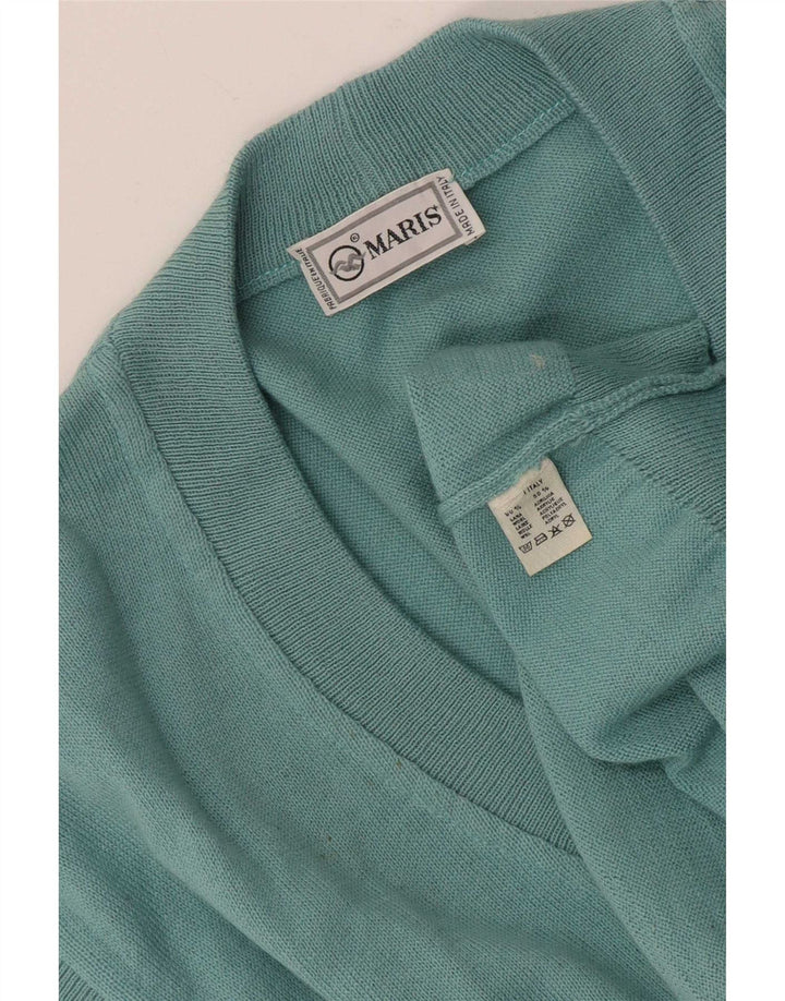 Maglione cardigan senza maniche vintage da uomo XL in lana blu