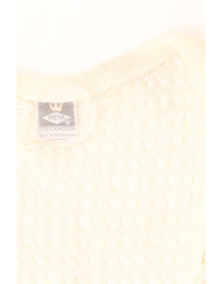 FREYA Womens Sleeveless Cardigan Top IT 42 Medium White Polyacrylic Vintage Freya and Second-Hand Freya from Messina Hembry 