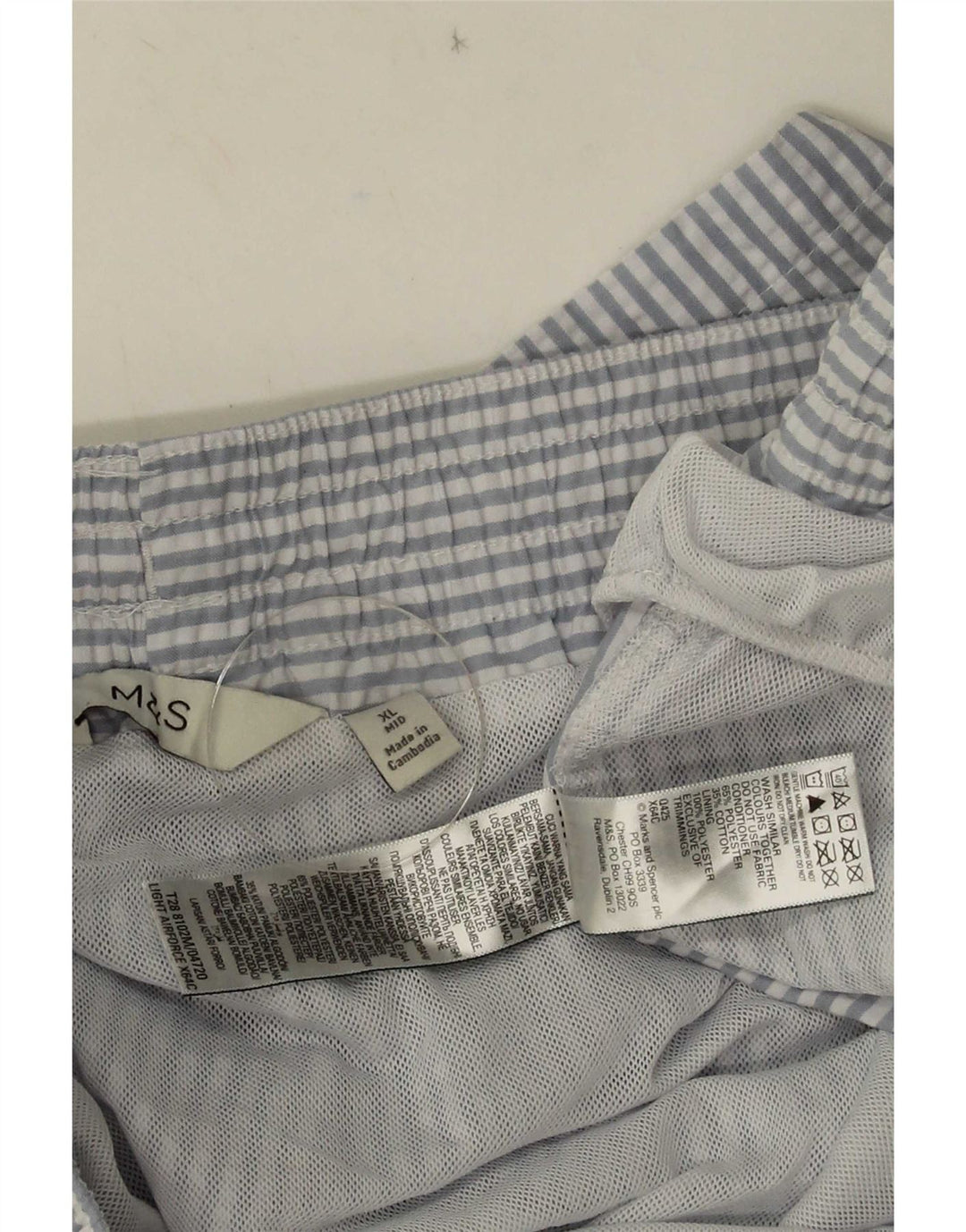 Pantaloncini da bagno da uomo Marks & Spencer XL blu gessato in poliestere