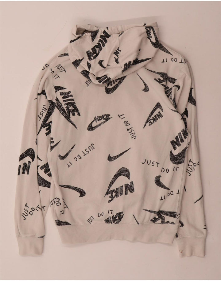 Felpa con cappuccio grafica Nike da uomo piccola in cotone bianco sporco