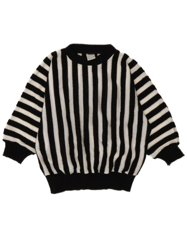 Maglione maglione con scollo a barca da donna C&A EU 48/50 XL acrilico a righe nere