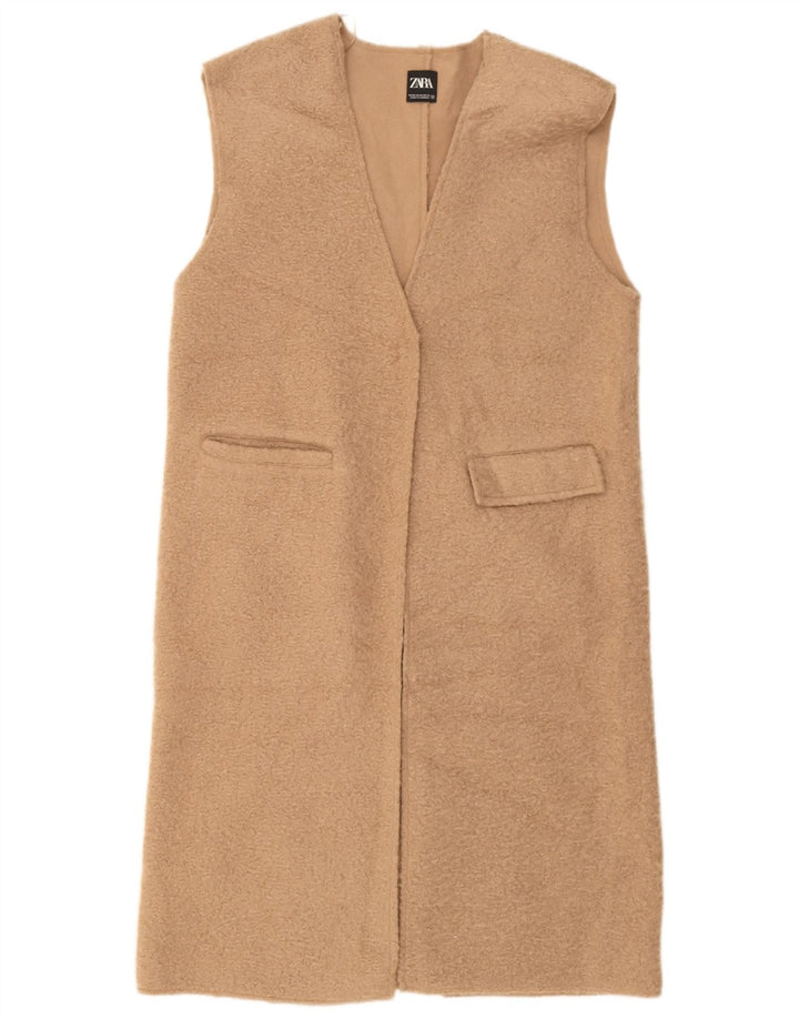 Gilet aperto da donna Zara con linea lunga UK 14 Poliestere beige medio