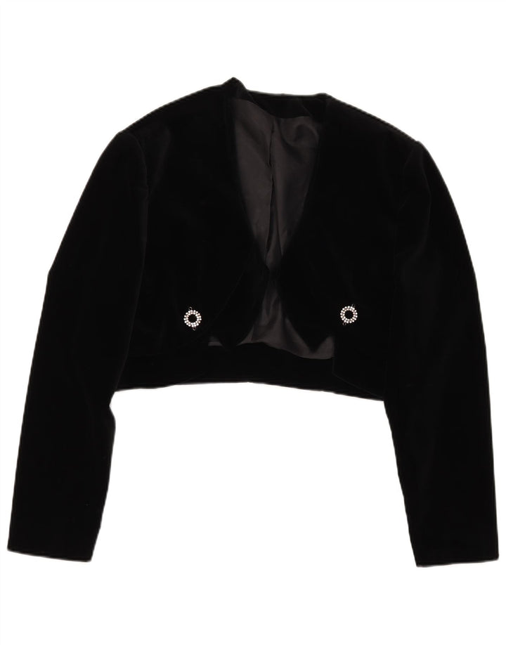 Giacca Bolero vintage da donna IT 48 XL in cotone nero