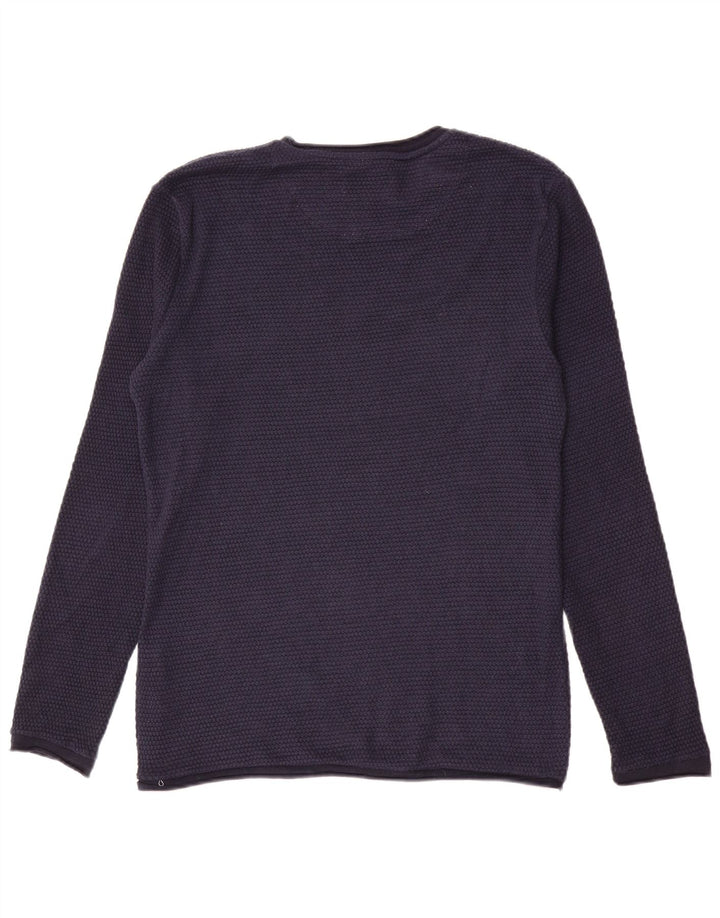 Maglione maglione girocollo da uomo Zara grande in poliestere blu navy