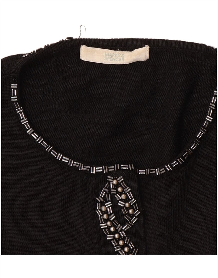 Maglione cardigan corto da donna Marks & Spencer UK 12 medio nero