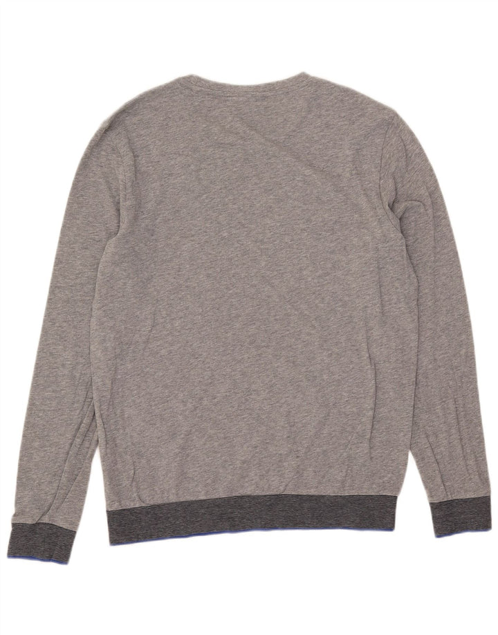 Hugo Boss Top grafico da uomo a maniche lunghe in cotone chiazzato grigio medio