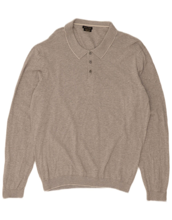 Maglione maglione da uomo con collo alto Massimo Dutti 2XL cotone gessato grigio