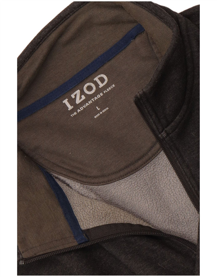 Felpa da uomo con collo con zip Izod, maglione grande grigio