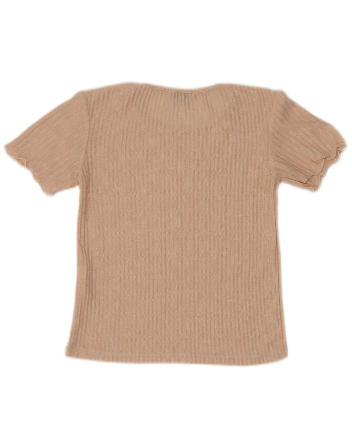Top in camicetta da donna Zara UK 10 piccolo poliestere a righe beige