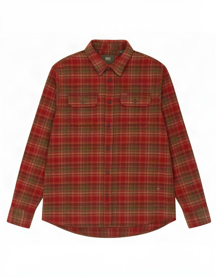 Camicia in flanella da uomo Orvis, cotone scozzese grande rosso