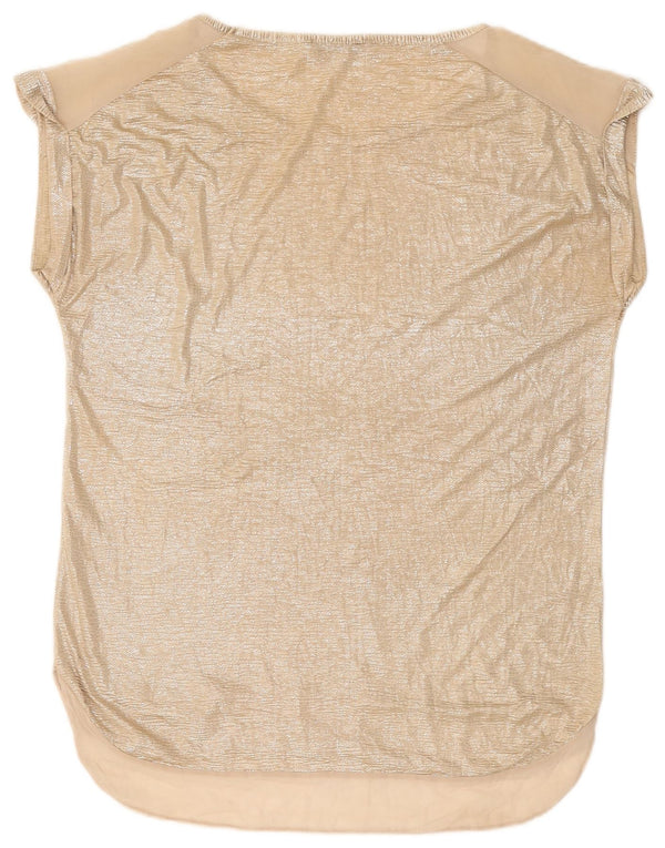 OASIS Camicetta oversize da donna con linea lunga Top UK 10 Small Poliestere dorato