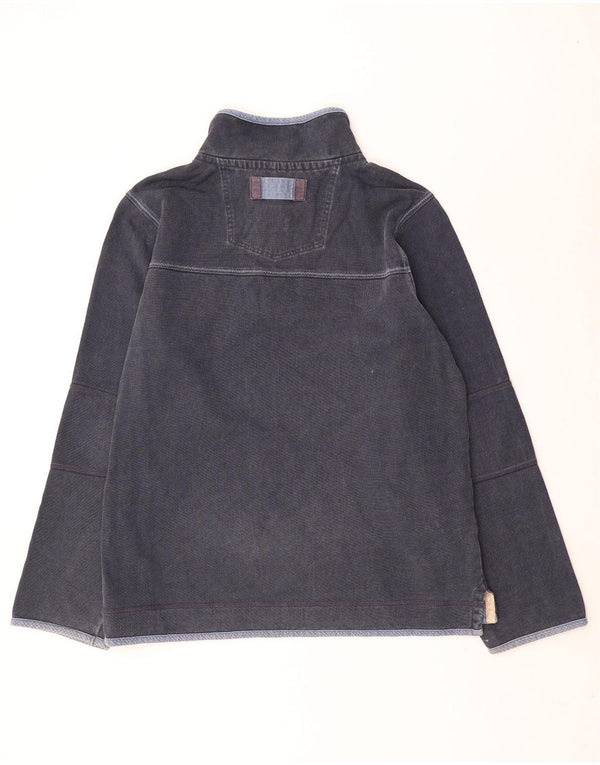FAT FACE Mens Zip Neck Sweatshirt Jumper Large Navy Blue Cotton