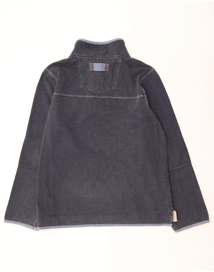FAT FACE Felpa da uomo con collo con zip, maglione grande, cotone blu navy