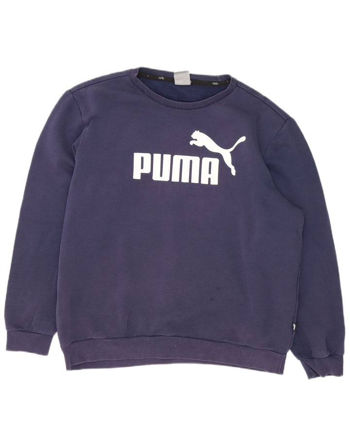 Felpa grafica da uomo Puma Maglione grande in cotone blu navy