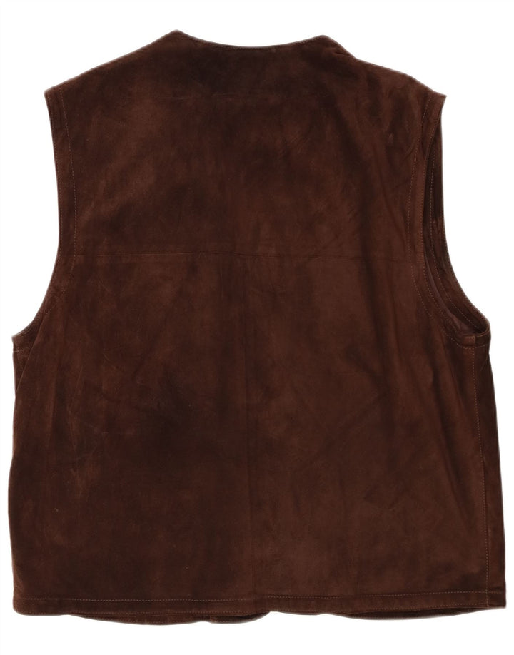 Gilet da uomo in pelle scamosciata Douglas IT 56 3XL in pelle marrone