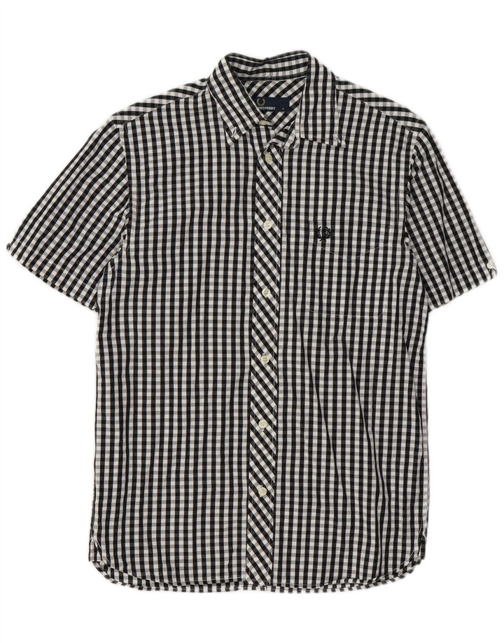 Camicia a maniche corte da uomo Fred Perry piccola in cotone a quadretti nero
