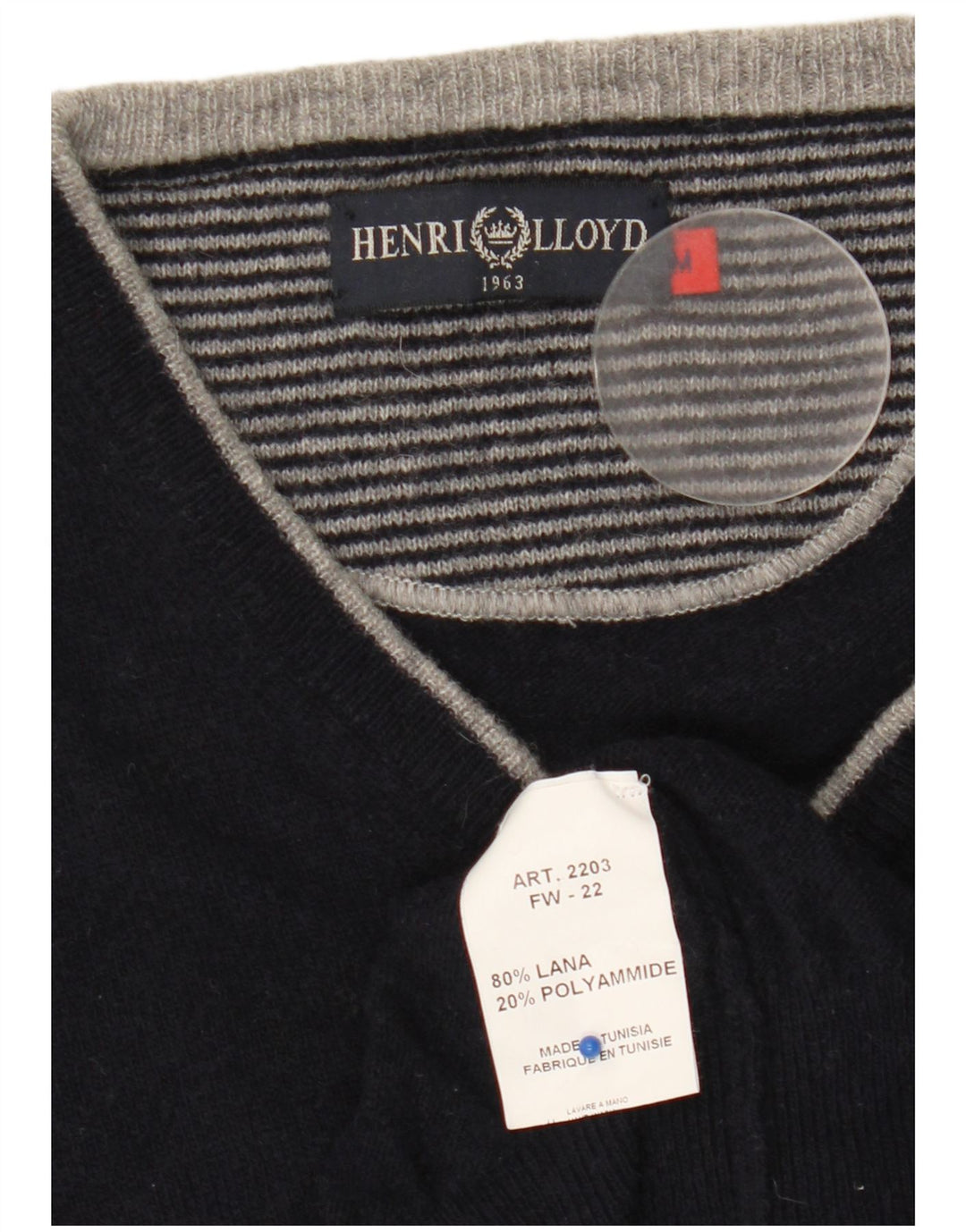 Maglione da uomo con scollo a V Henri Lloyd, lana nera media