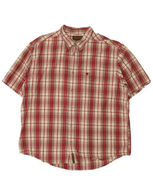 Camicia a maniche corte da uomo TIMBERLAND 2XL cotone a quadri rossi