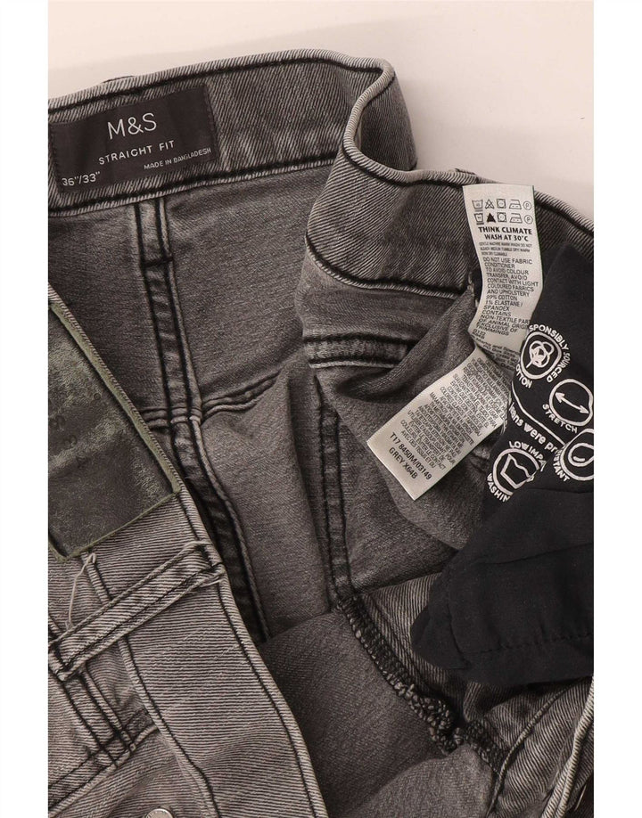Jeans dritti da uomo Marks & Spencer W36 L33 cotone grigio