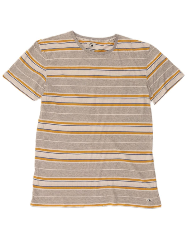 T-shirt da uomo Quiksilver Top in cotone a righe grigio medio