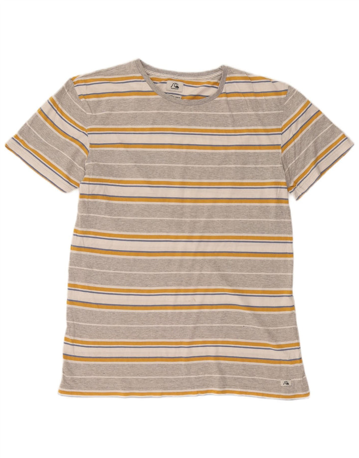 T-shirt da uomo Quiksilver Top in cotone a righe grigio medio