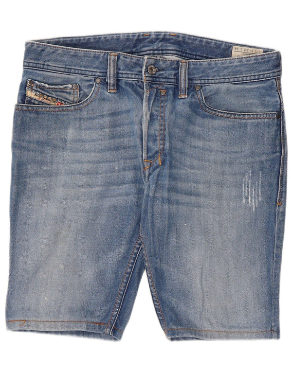 Pantaloncini di jeans invecchiati Safado da uomo Diesel W32 cotone blu medio