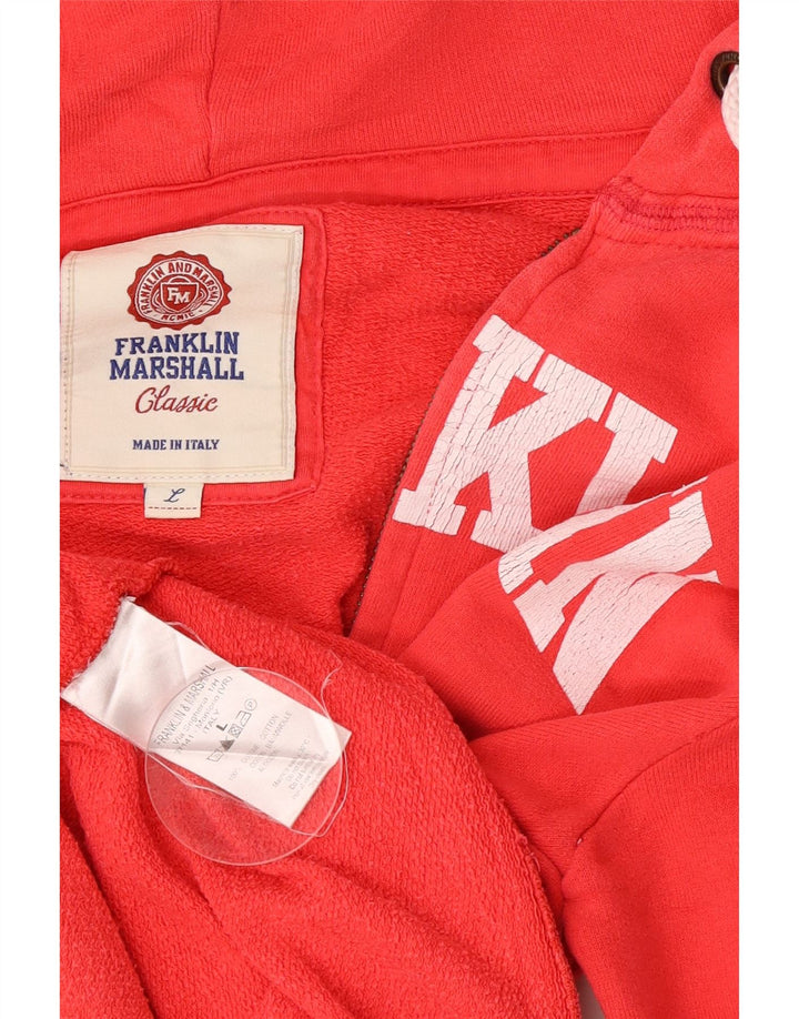 Maglione con cappuccio e zip grafica da donna Franklin & Marshall UK 16 Large Rosso