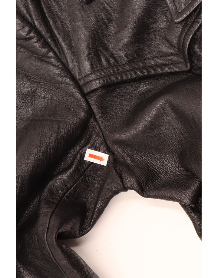 Cappotto in pelle da donna VINTAGE UK 12 Pelle nera media