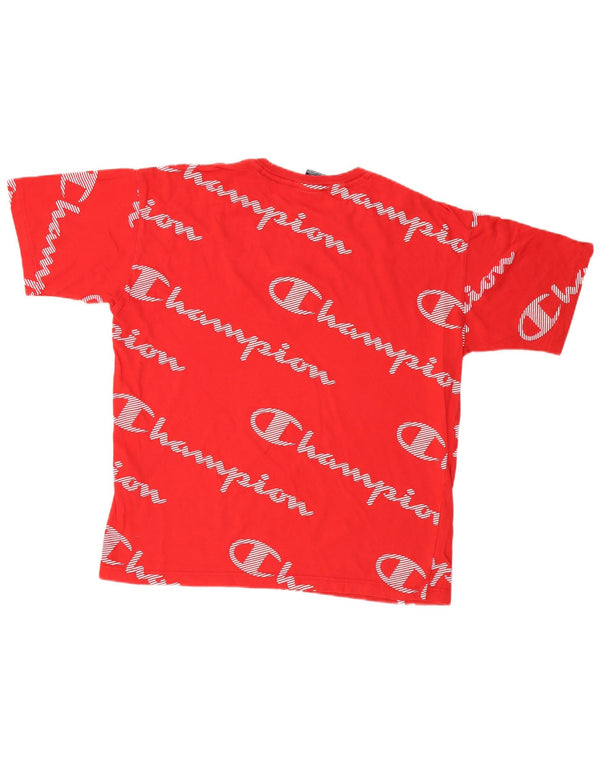 T-shirt grafica da uomo CHAMPION Top grande in cotone rosso