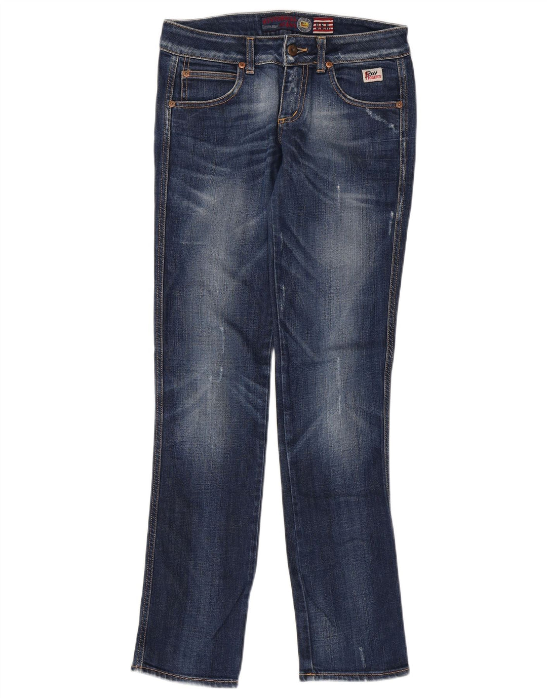 ROY ROGERS Jeans slim invecchiati da donna W27 L33 cotone blu