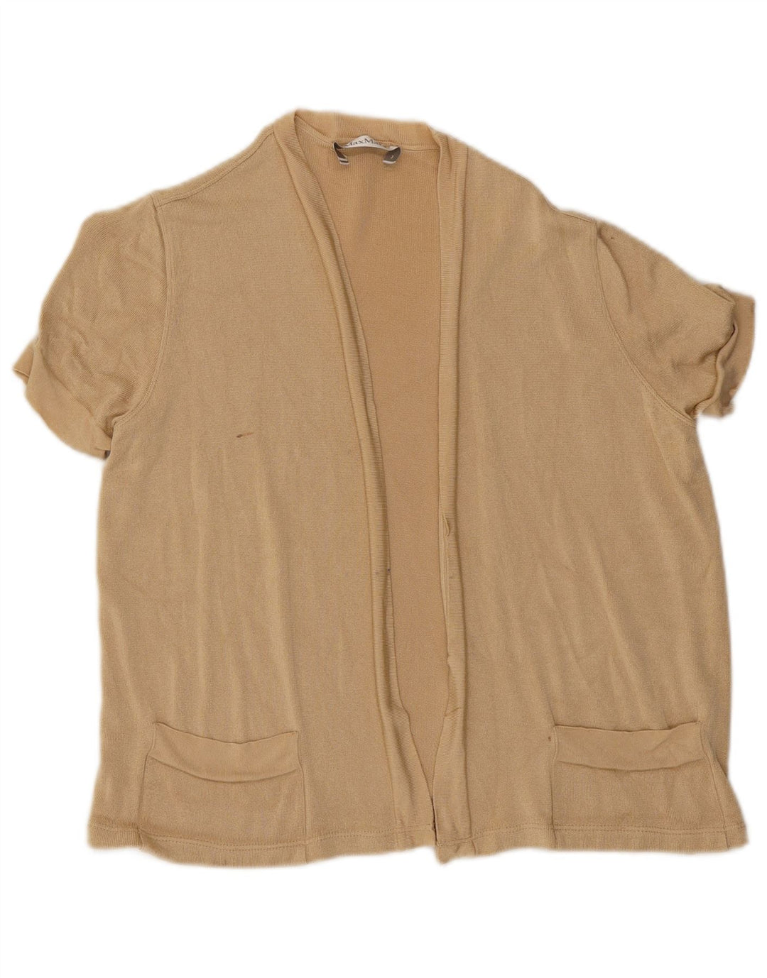 Maglione cardigan aperto a maniche corte da donna Max Mara UK 14 Beige medio