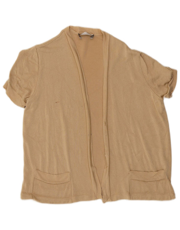 Maglione cardigan aperto a maniche corte da donna Max Mara UK 14 Beige medio