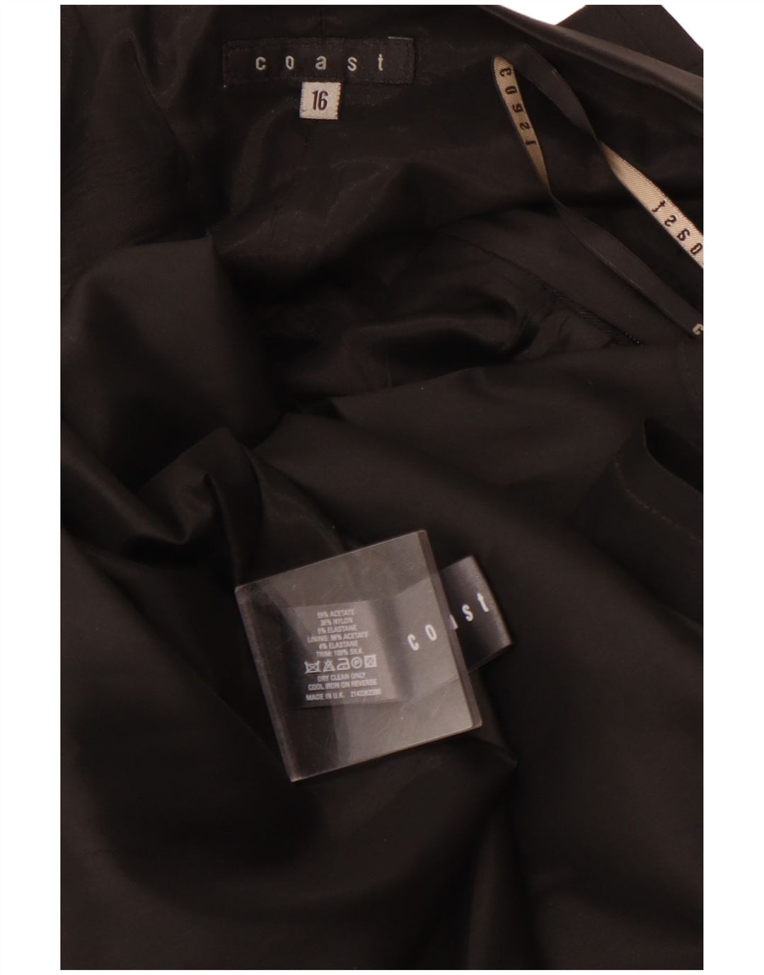 Abito lungo da donna COAST con scollo all'americana UK 16 Grande acetato nero