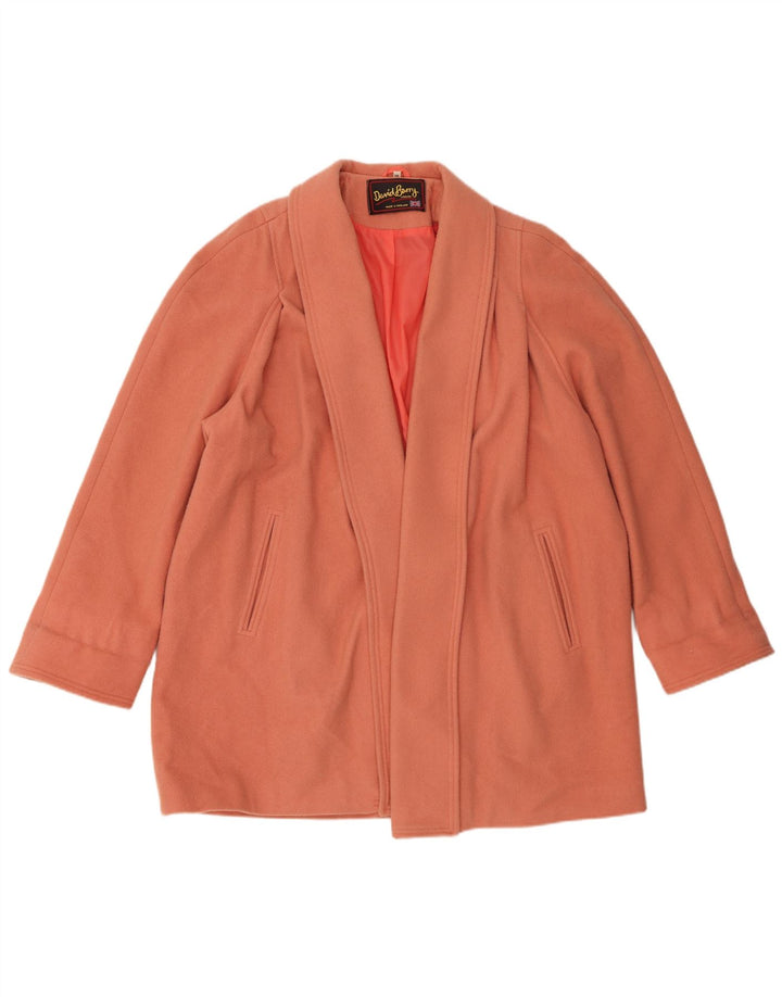 Soprabito aperto da donna David Barry UK 18 XL rosa lana vergine