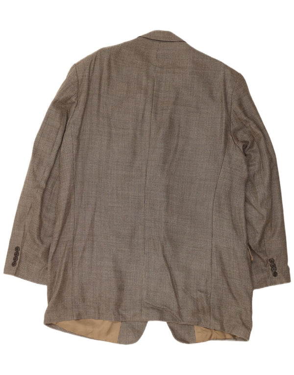 CALVIN KLEIN Giacca blazer da uomo a 3 bottoni taglia 46 XL Seta a quadri grigia