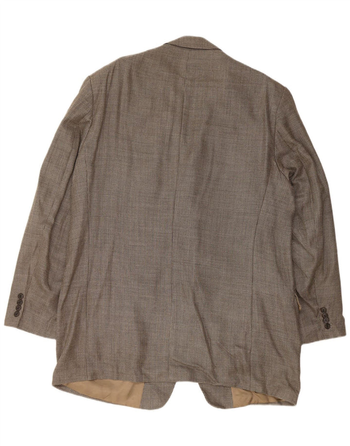 CALVIN KLEIN Giacca blazer da uomo a 3 bottoni taglia 46 XL Seta a quadri grigia