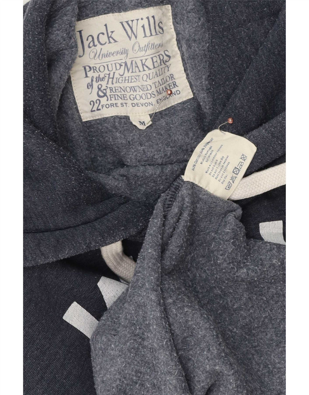 Maglione con cappuccio grafico da uomo Jack Wills in cotone blu navy medio